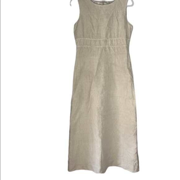 TYLER BOE 100% LINEN BIEGE SLEEVELESS SUMMER MAXI DRESS SIZE 8. - Picture 1 of 6